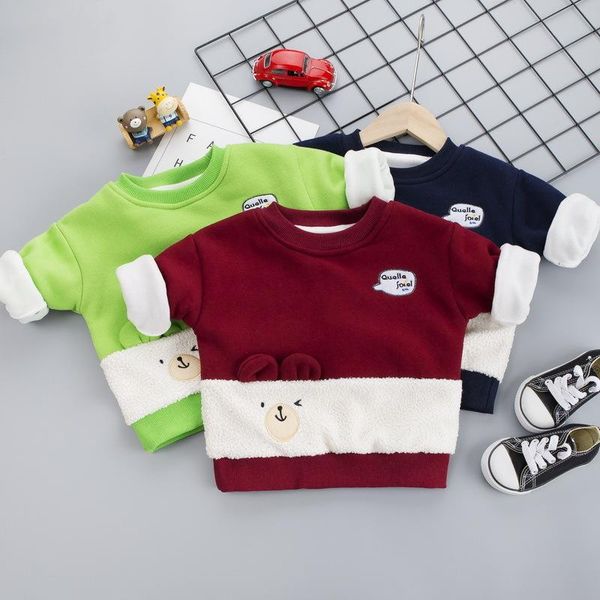 

hoodies & sweatshirts boy girl cotton fleece 2021 elegant plus velvet thicken winter autumn warm long sleeve kid baby children's clot, Black