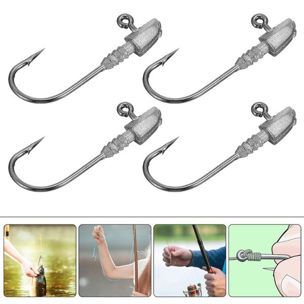 

10pcs sturdy lead head fish hook outdoor fishing portable fishhook hooks