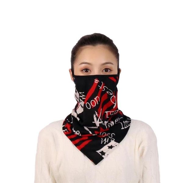 

european and american triangle hanging ears snood windproof printing protection sports riding neck outdoor sunscreen ma y3y2 cycling caps &, Black