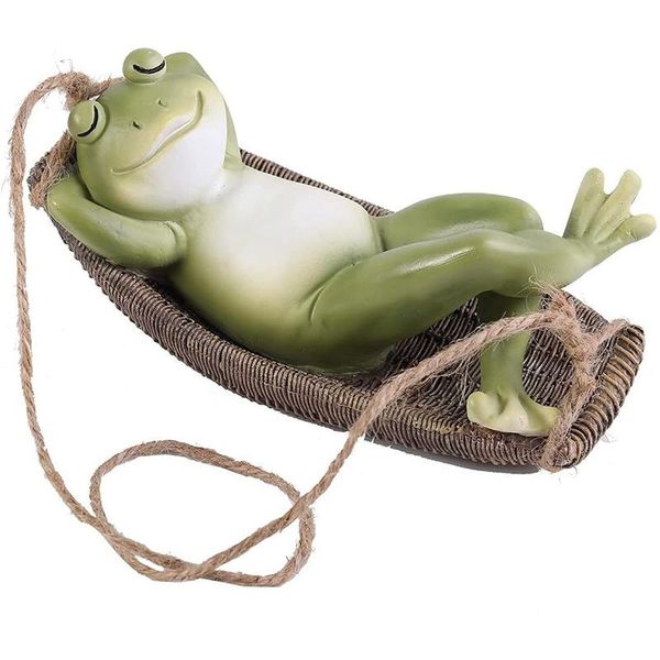 

craft tools hanging hammock swing frog statue fairy tree sculpture hanger yard garden decoration,animal figurines crafts decor art