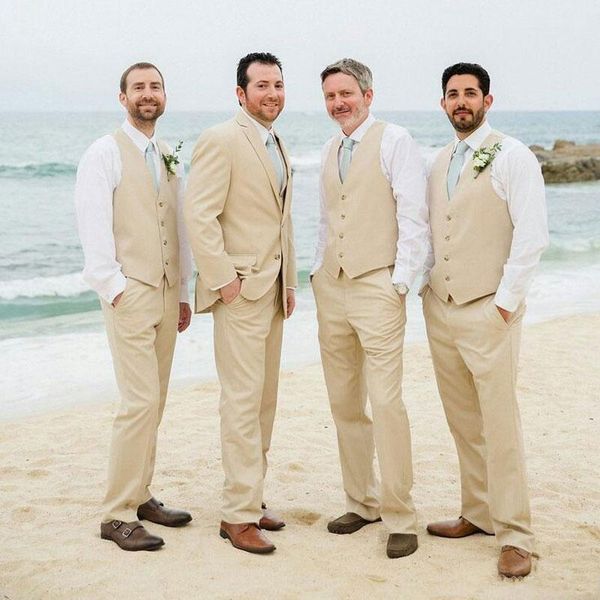 

men's suits & blazers summer beige men for beach wedding groomsmen attire costume homme latest designs groom tuxedos man outfit 3piece, White;black