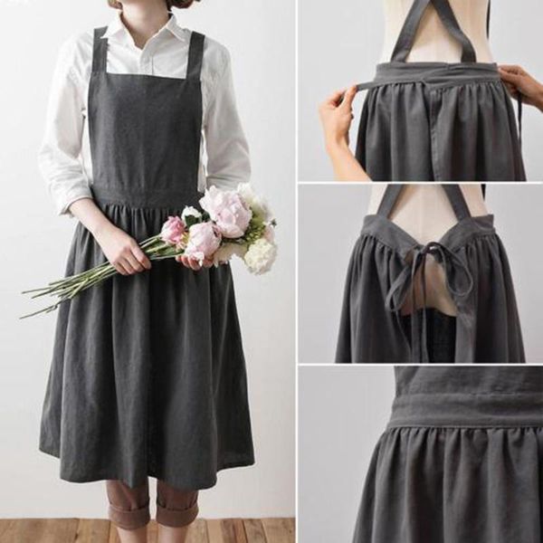 

aprons 2021 cute retro medieval cotton linen cooking kitchen for woman dress flower shop smock hairdresser bib garden overal