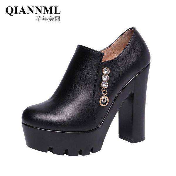

dress shoes big size block heels rhinestone gladiator deep pumps women's platform 2021 spring high heel ladies formal party shoe, Black