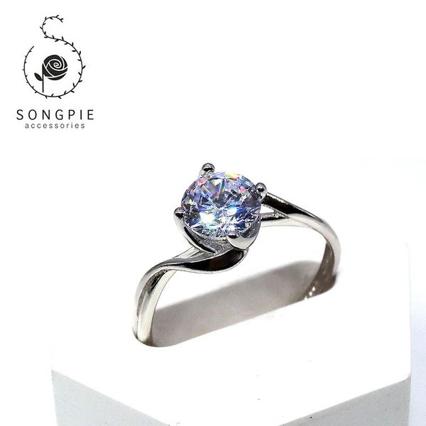 

wedding rings 925 silver ring carat four-claw diamond classic fashion atmosphere shining boutique jewelry gift, Slivery;golden