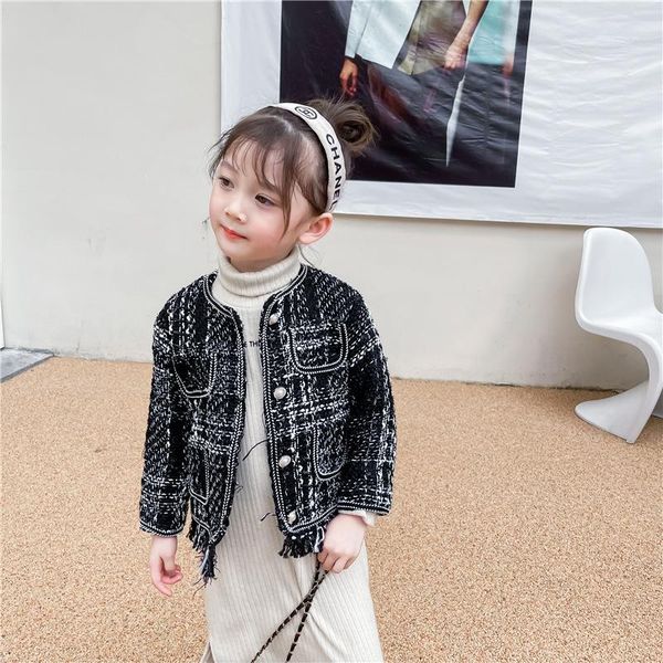 

jackets 2021 autumn arrival girls fashion plaid coat kids tweed, Blue;gray
