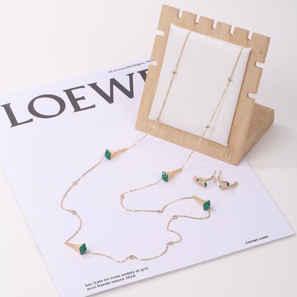 

Earrings & Necklace 2021 Romatic Women's Fashion 2 Pcs Set Caolorful Stone Lone Chain Gold Earring Jewelry, Silver