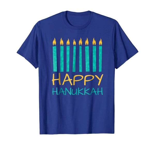 

happy hannukah menorah candles hanukkah chanukah shirt, White;black