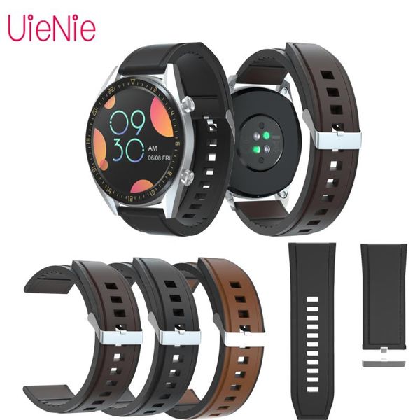 

watch bands silver buckle silicone plus belt straps for huawei gt2 42mm/honor magic 2 42mm bracelet replacement watchband accessories, Black;brown
