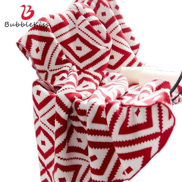 

blankets bubble kiss throw blanket black red geometric for bed nordic knit thread home sofa textile fashion cover
