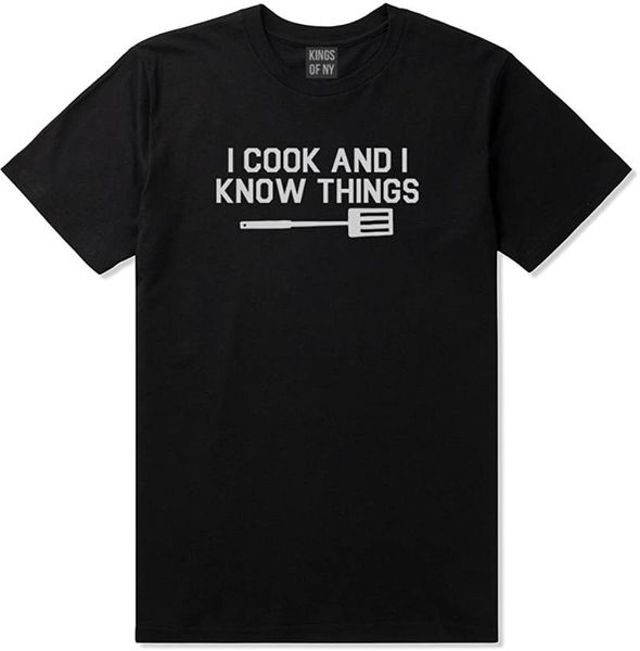 

men's t-shirts i cook and know things chef mens t-shirt, White;black