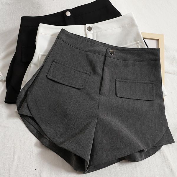

women's shorts 2021 fall irregular high waisted korean fashion wide leg short blazer workwear chores para mujer, White;black