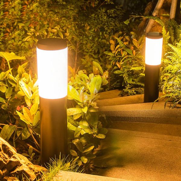 

outdoor e27 garden lawn lights 12w stainless steel acrylic shade pathway pillar lamps villa backyard landscape bollards light