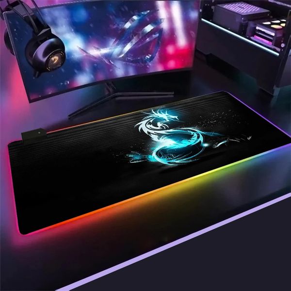 Msi logotipo grande tapete de mesa teclado rgb grande mouse pad gamer grande mouse pad computador mousepad retroiluminação led gamer mouse pad presente