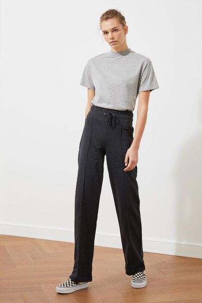 

running pants trendyol high waist knitted sweatpants twoaw21ea0395, Black;blue