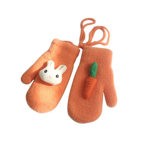 

children's mittens fashion gloves knit girls kids accessories hanging neck-mounted anti-drop cute boys 2-8 years b9044, White