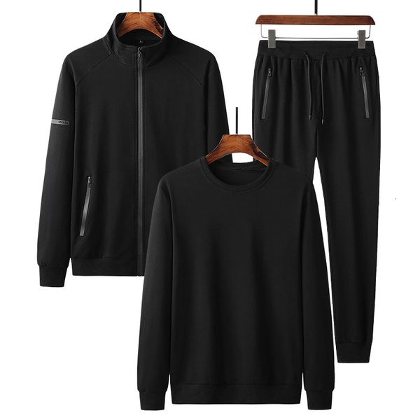 

men's spring autumn leisure loose dad's three piece suit middle-aged and elderly father's sportswear et, Gray