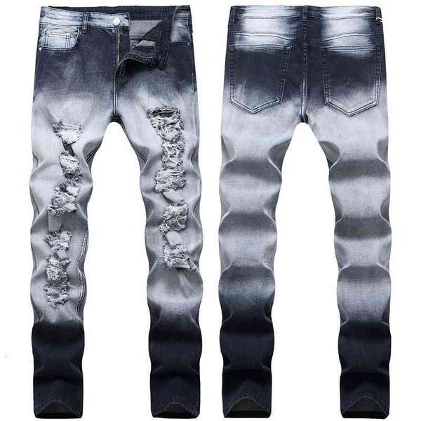 

Men's Jeans Distressed Ripped Fashion Mens Slim Skinny Motorcycle Moto Biker Causal Denim Pants Hip Hop Men 1701 Y1TO# SFWR, Blue