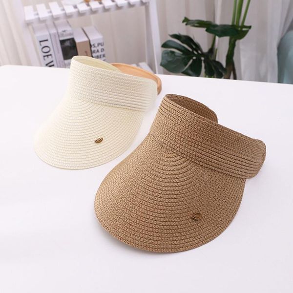 

cycling caps & masks 1pc women straw weaving visor beach cap riding travel summer sun hat, Black