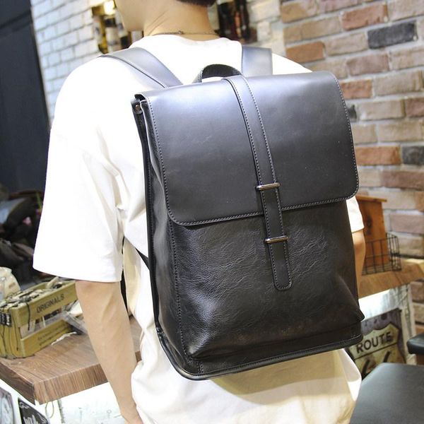 

backpack fashion for men leather backpacks large capacity student schoolbag pc bag daily work