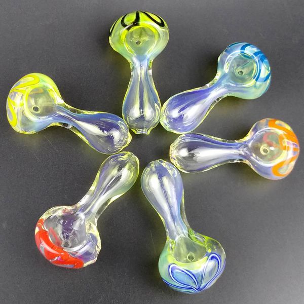 Glass Bowl Pipe glass smoking pipes beatuful tabacco pipe mini 2.5 inches long hand spoon mixed colors