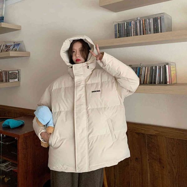 

down cotton padded jacket women's short winter bf student bread small, Black