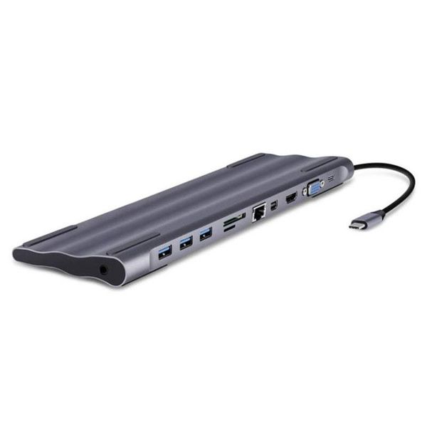 

audio cables & connectors 11 in 1 type c docking station aluminum to card reader rj45 pd for charger support expand mode usb hub