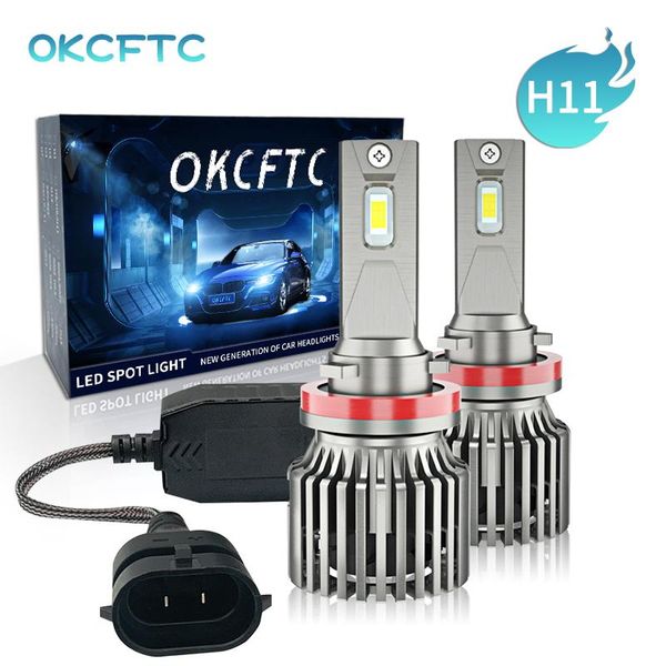 

car headlights okcftc two pcs ledh11 h1 h3 h7 h8 h9 h4 9004 9007 9012 auto s2 headlight bulbs 80w 16000lm 6500k for 12v 200m lighting range