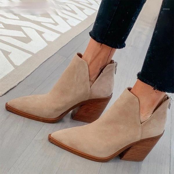 

boots women's shoes fashion ankle woman pointed toe high heels zipper pumps female 2021 ladies short booties1, Black