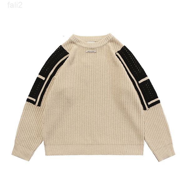 

pullover sleeves spliced couple sweaters men women round neck oversize casual autumn sweater loose, White;black