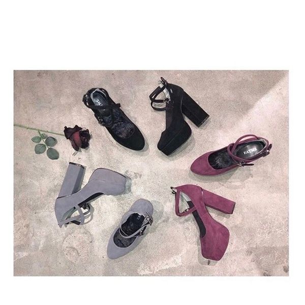 

2021 eatme 168 298 yuan qingyuan high sweet strap high heels yw gu4e, Black