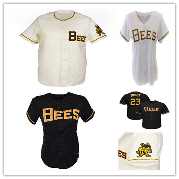 

Custom Man Women Youht 1959 Salt Lake Bees Baseball Vintage Jersey Stitched Any Name Number Shirts Cream Black White Size S-4XL