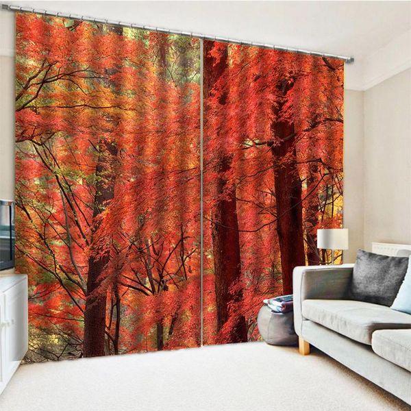 

po 3d curtains for living room window red foerest blackout curtain & drapes