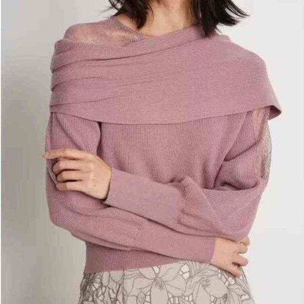 

feminino lace patchwork sweater chic asymmetrical off shoulder design pullover 2021 autumn winter woman sweaters y1110, White;black