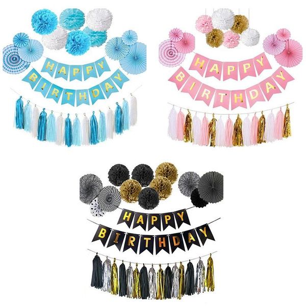 

party decoration 28 pieces paper fan flower kit birthday hanging decorations diy decor