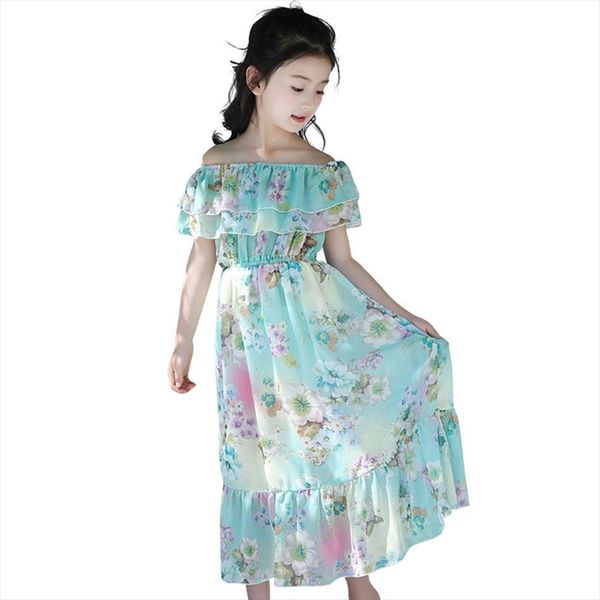 

girls summer chiffon sarafans sundress girl dress floral printed beach for 8 10 12 14 kids teen clothes, Red;yellow