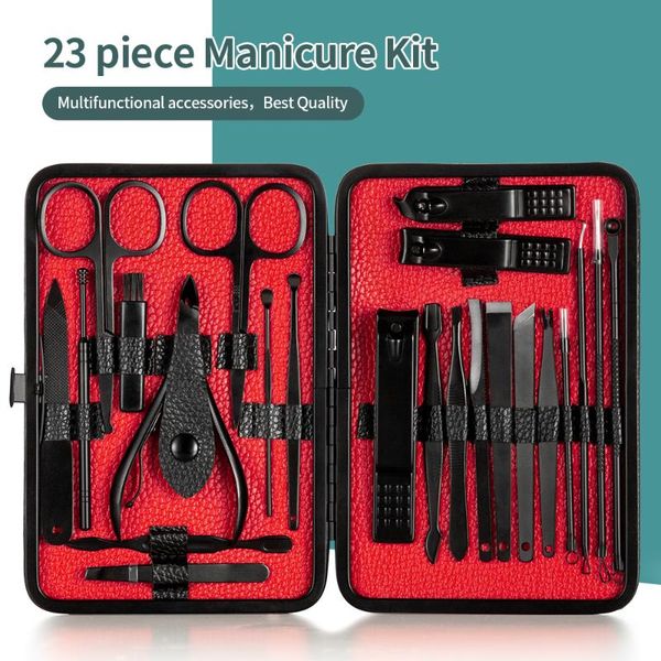 

nail art kits stainless steel clippers set professional 7-23 pcs portable acne needle tool