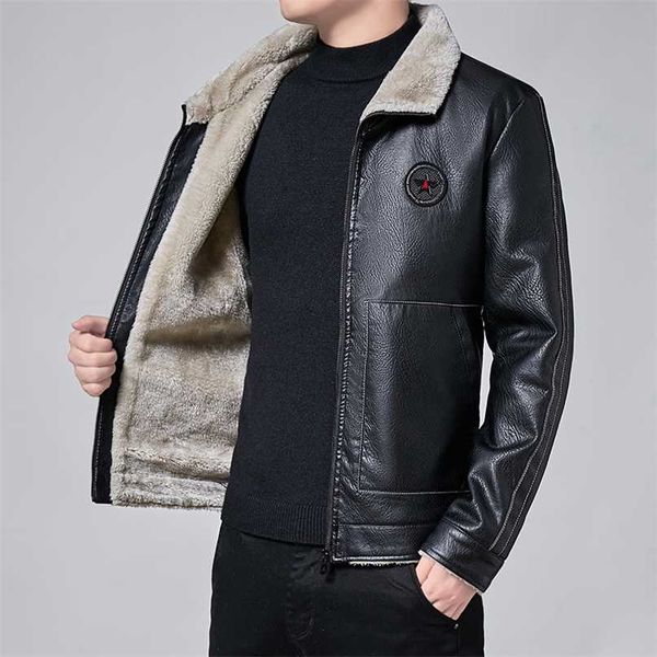 

men winter leather jackets autumn and winter fur coat with fleece warm fur pu jacket biker warm leather csl559 4xl 211008, Black