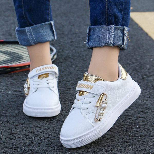 

kids sneakers boys shoes girls trainers children leather white black school student pink casual flexible sole fashion sandq baby, Black;red