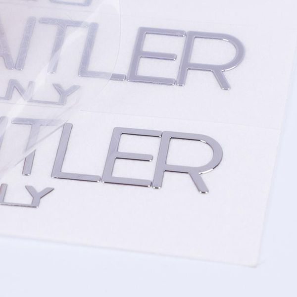 

gift wrap customized metal label 3d embossed sticker perfume bottle/cup