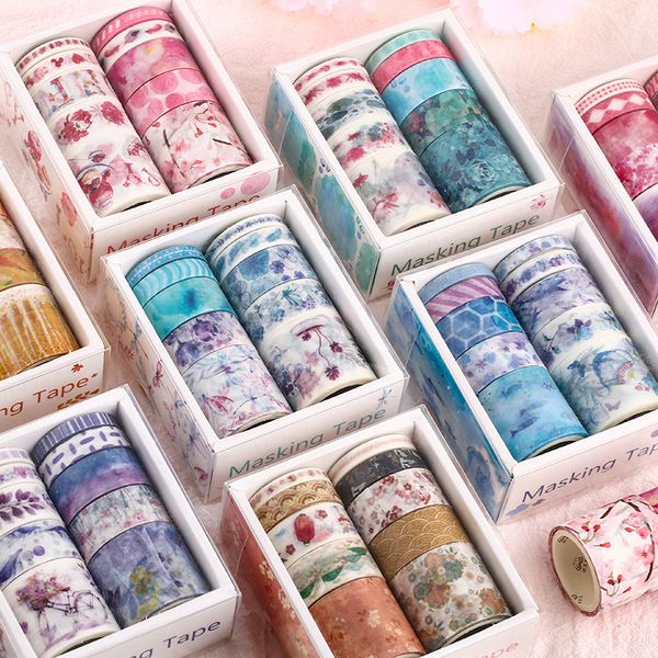 10 Stück vorherige Meer- und Waldserie Washi Tape Set japanische Papieraufkleber Scrapbooking Blumen selbstklebendes Washitape stationär