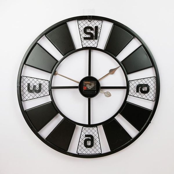 

wall clocks wrought iron american retro living room clock round metal creative decorative watch