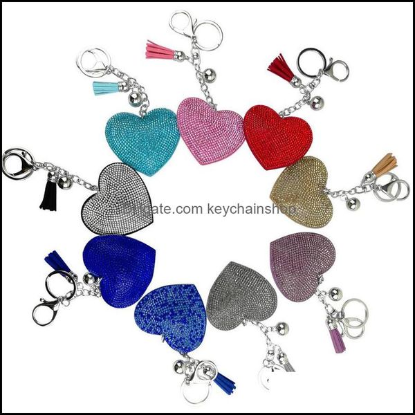 

keychains fashion accessories design keychain wholesale gold plated colorf red /gold heart pendant with tassel leather drop delivery 2021 4k, Silver