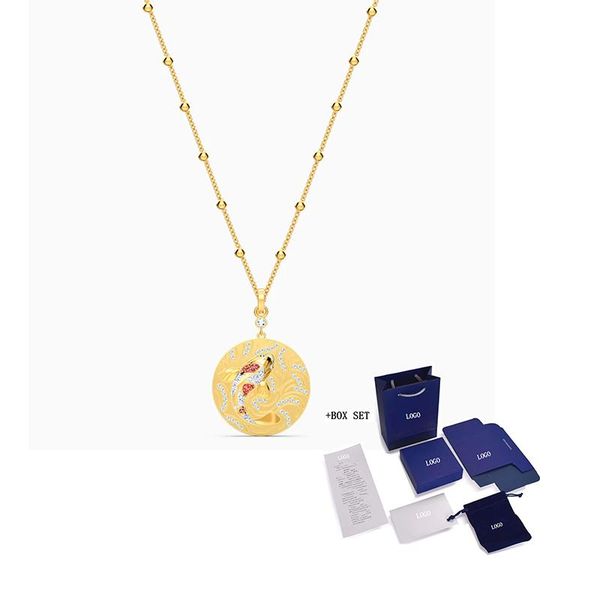 

chains fashion jewelry swa shine fish necklace exquisite coin ocean crystal gold chain ladies luxury gift, Silver