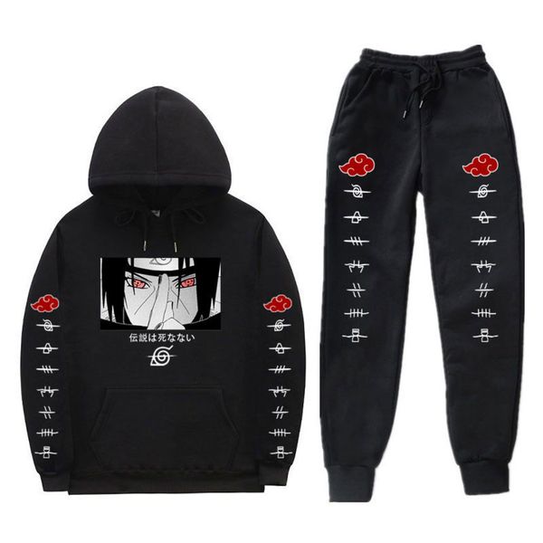 

2-piece men's sportswear, japane cartoon hoodie, autumn and winter warm sportswear, Gray