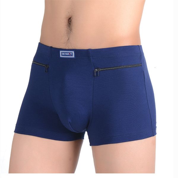 

cotton natural men's plant anti-theft underpant large pockets double zipper boxer shorts use for travel abroad and work, Black;white