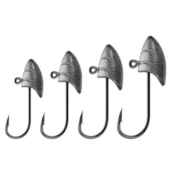 

fishing hooks 10pcs blood slot lead head soft lure hook with barbed sharp