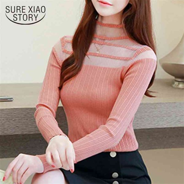 

women spring fashion slim office lady blouse solid long sleeve turtleneck clothes and blusas 6264 50 210506, White
