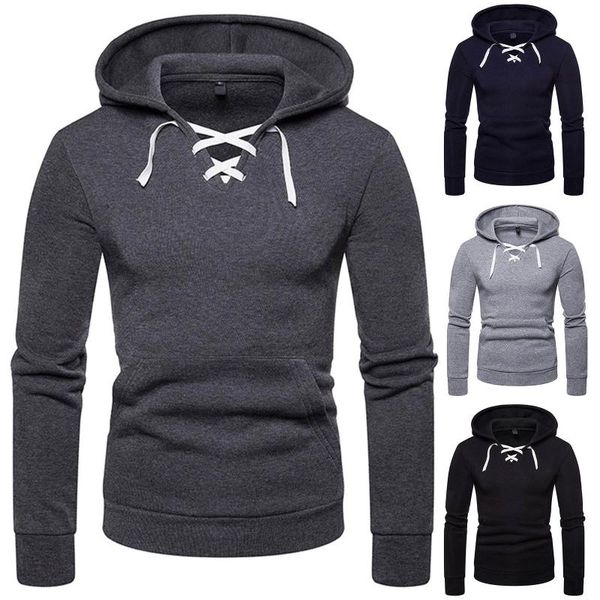 

men's hoodies & sweatshirts solid control fashion access color sleeve tether sweatshirt long autumn&winter, Black