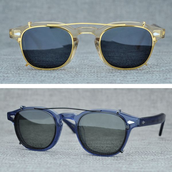 

designer polarized clip on sunglasses men women johnny depp glasess vintage square sun glasses retro optical prescription eyewear uv400, White;black