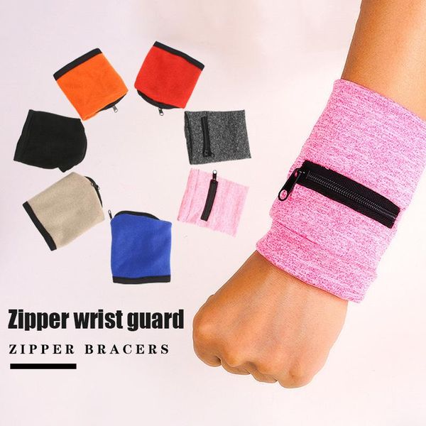 

wrist support running wallet sport exercise wipeable pouch zipper hide money id card key multifunctional thj99, Black;red